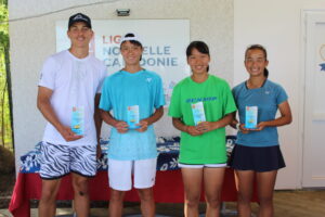 Les finalistes des simples JOVANOVSKI (Australie) - OURA (Japon) - ISHII (Japon) - OTAKI (Japon) , ITF Juniors noumea 2023, NC TENNIS, Tennis Nouvelle Calédonie