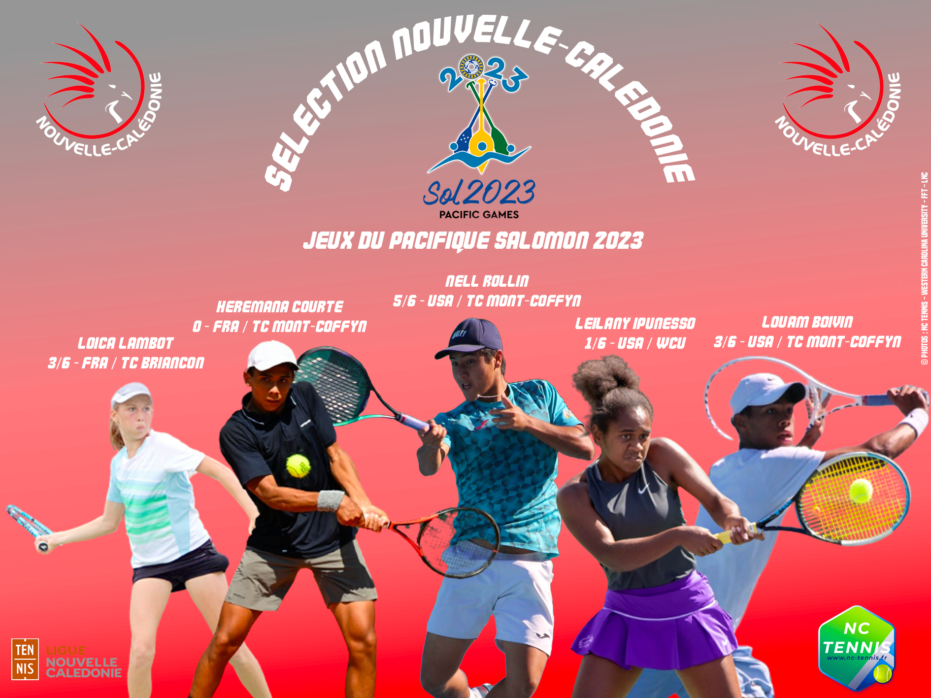 Les calédoniens sélectionnés pour les épreuves de tennis à Honiara, jeux du pacifique Salomon 2023