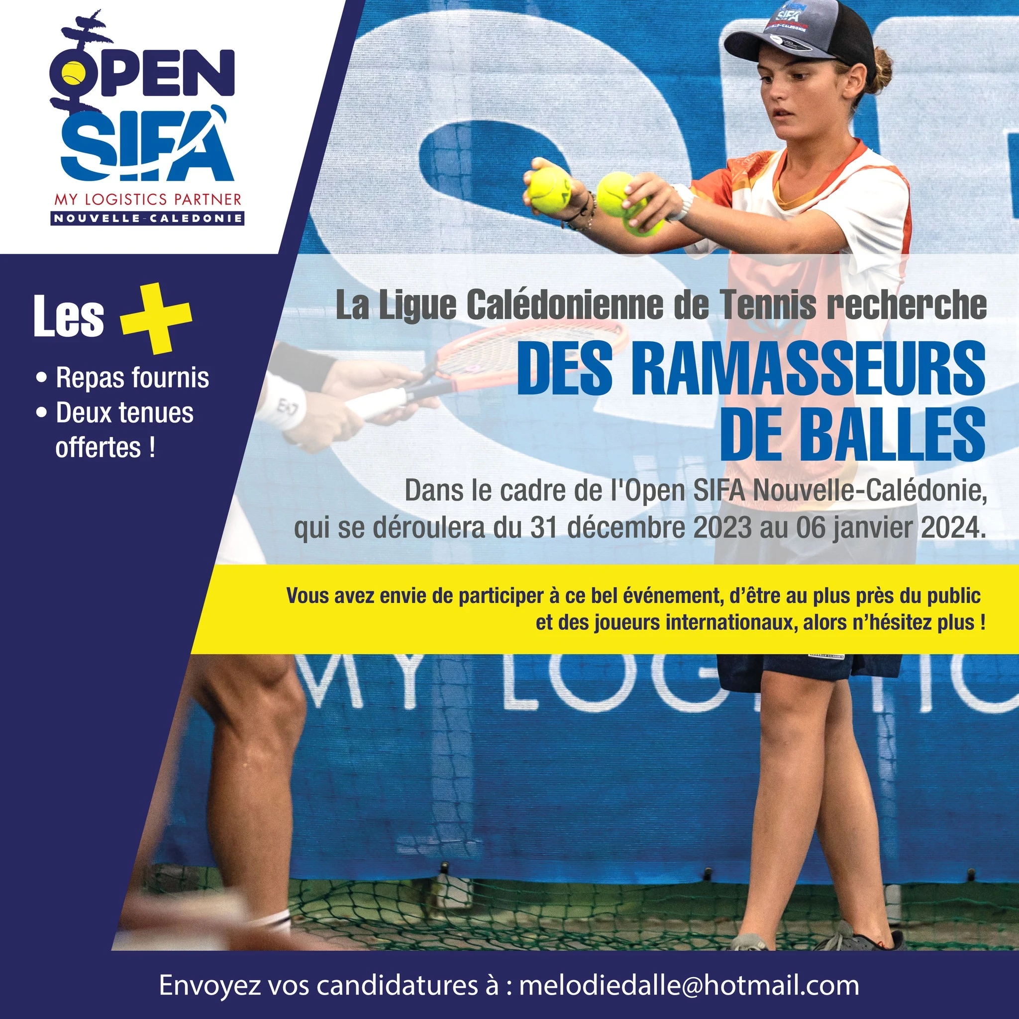 Open SIFA Nouvelle-Calédonie 2024 recrute des ramasseurs de balles