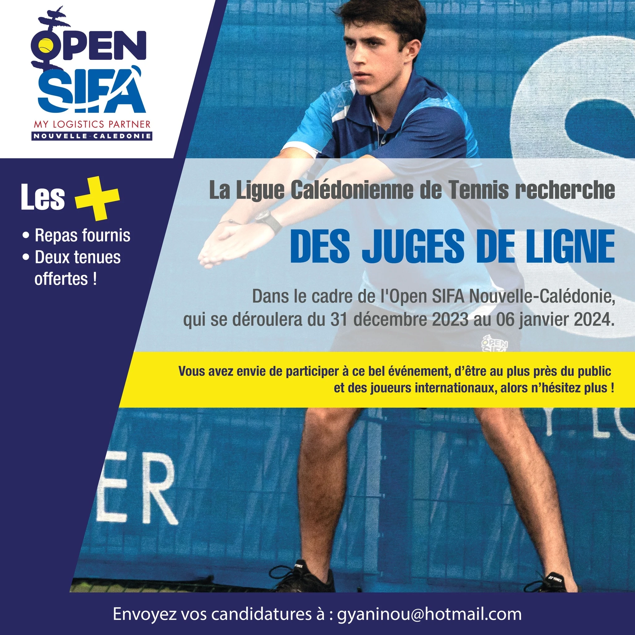 Open SIFA Nouvelle-Calédonie 2024 recrute des juges de lignes