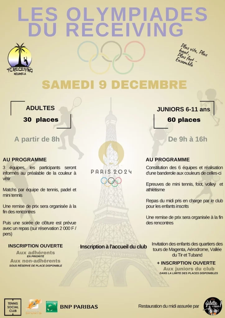 Olympiades du Receiving, tennis Nouvelle-Caledonie, nc-tennis.fr