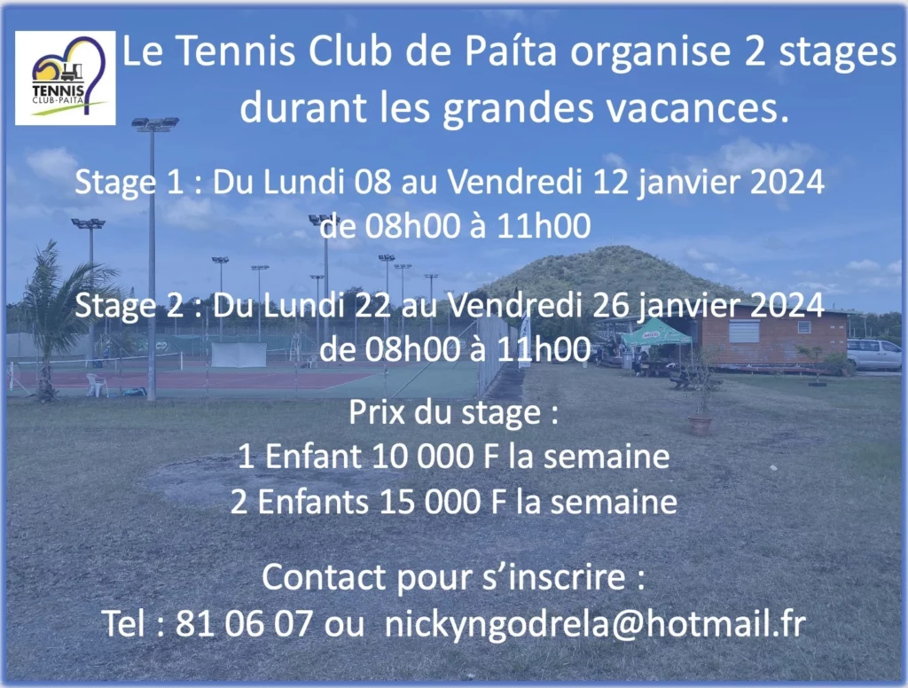 Le Tennis Club de Paíta organise 2 stages durant les grandes vacances, TC PAITA, Nickolas NGODRELA