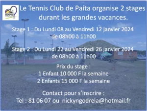 Le Tennis Club de Paíta organise 2 stages durant les grandes vacances, TC PAITA, Nickolas NGODRELA