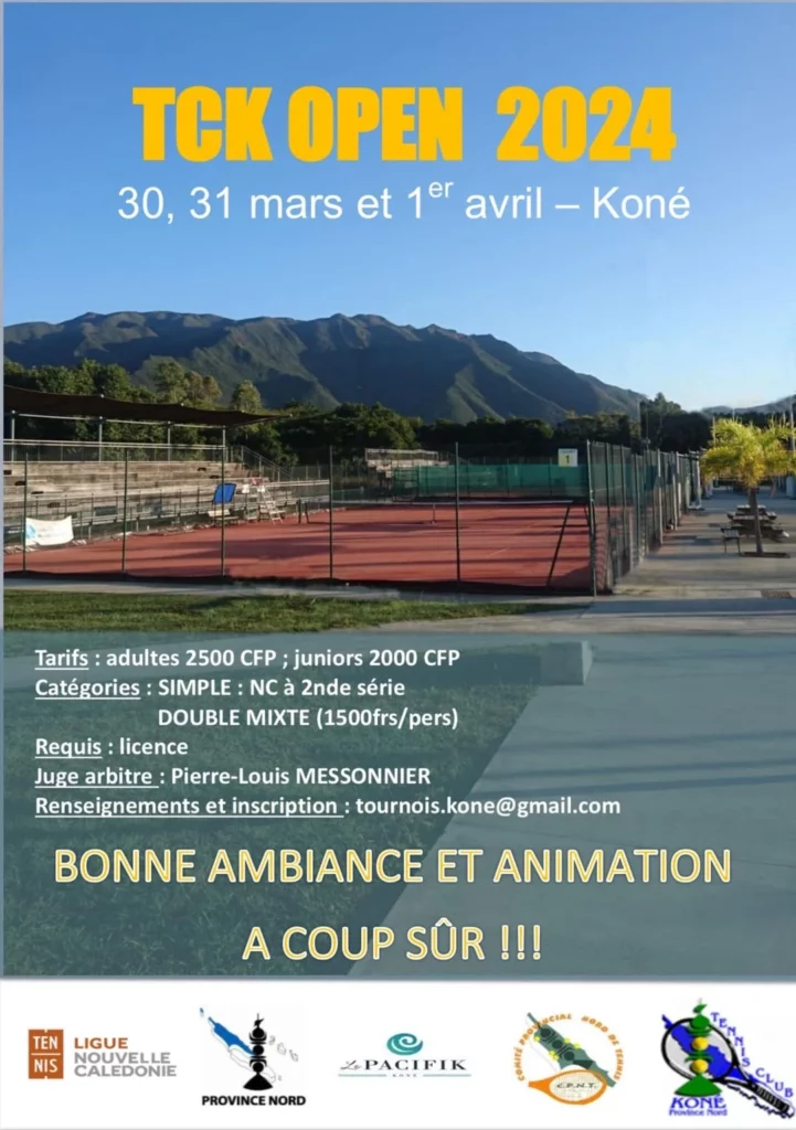 TCK OPEN 2024, Tennis Club de Koné, tennis Nouvelle-Caledonie, nc-tennis