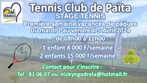 Tennis Club de Paita STAGE TENNIS, Nickolas N'GODRELA, Tennis Nouvelle-Caledonie